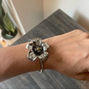 Marc Jacobs Silver Tone Flower Cuff Bracelet